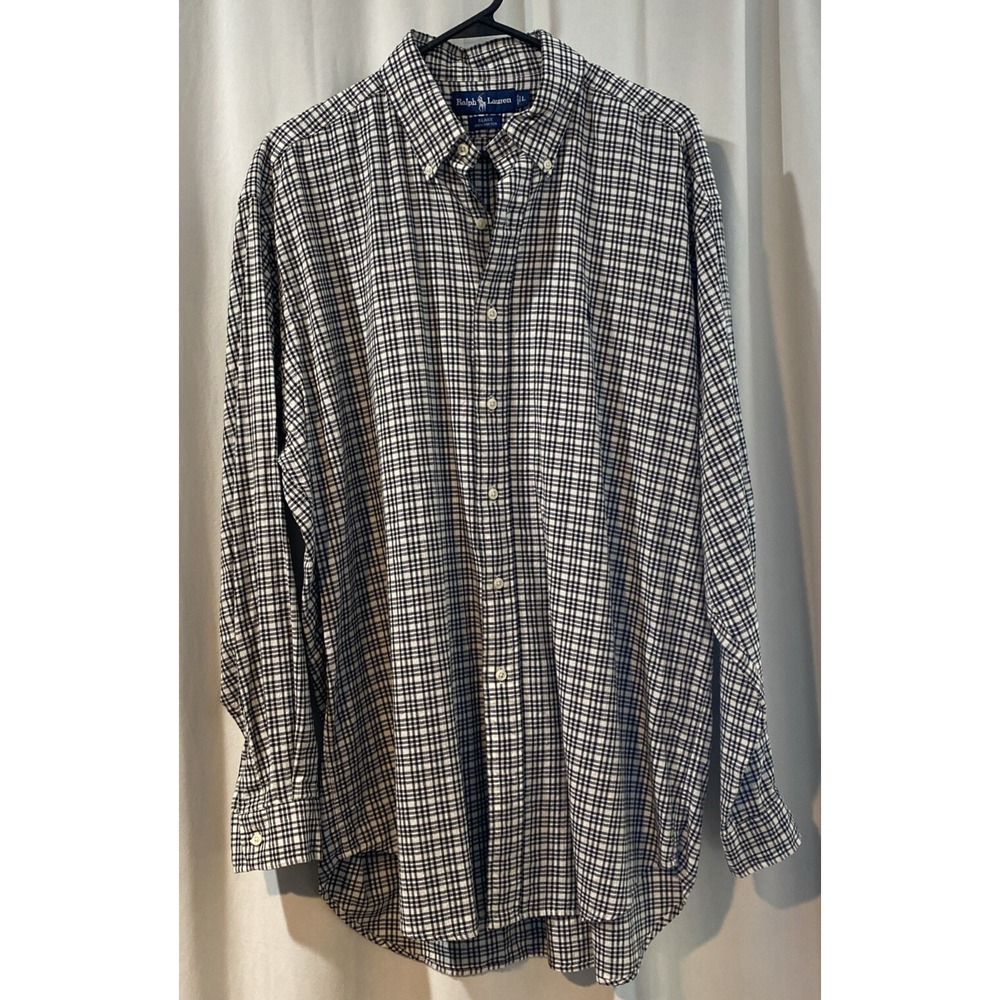 POLO RALPH LAUREN Men's Blake L Long Sleeve Shirt Button Down Black Cotton Logo
